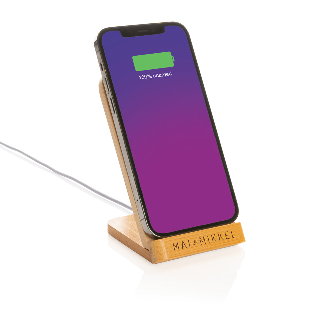 Bamboo 5W wireless charging stand - Brown