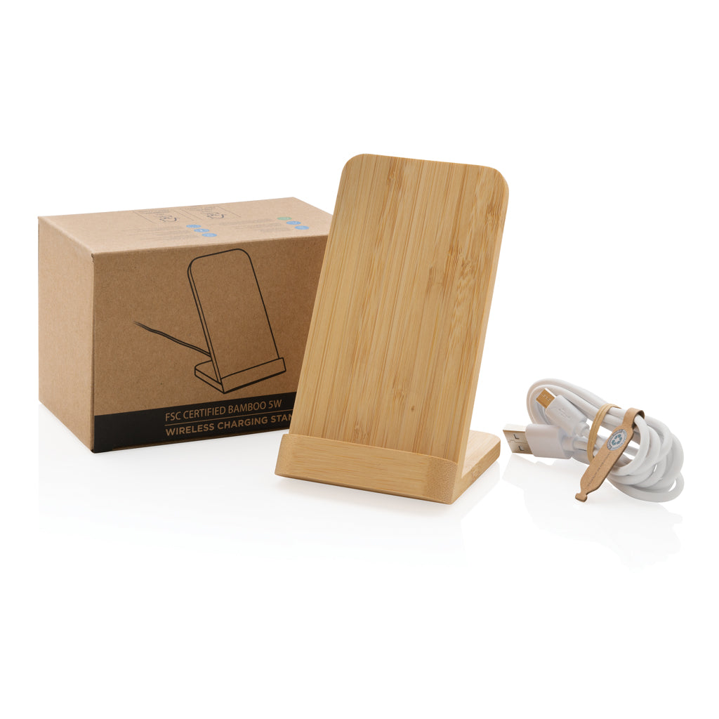 Bamboo 5W wireless charging stand - Brown
