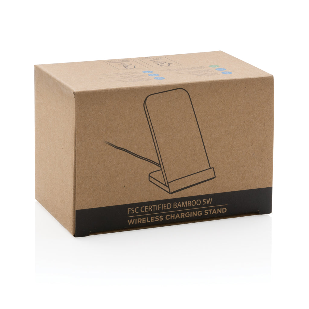 Bamboo 5W wireless charging stand - Brown