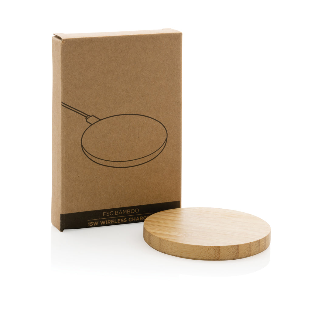 Bamboo 15W wireless charger - Brown