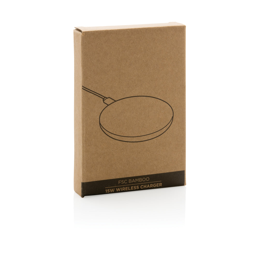 Bamboo 15W wireless charger - Brown