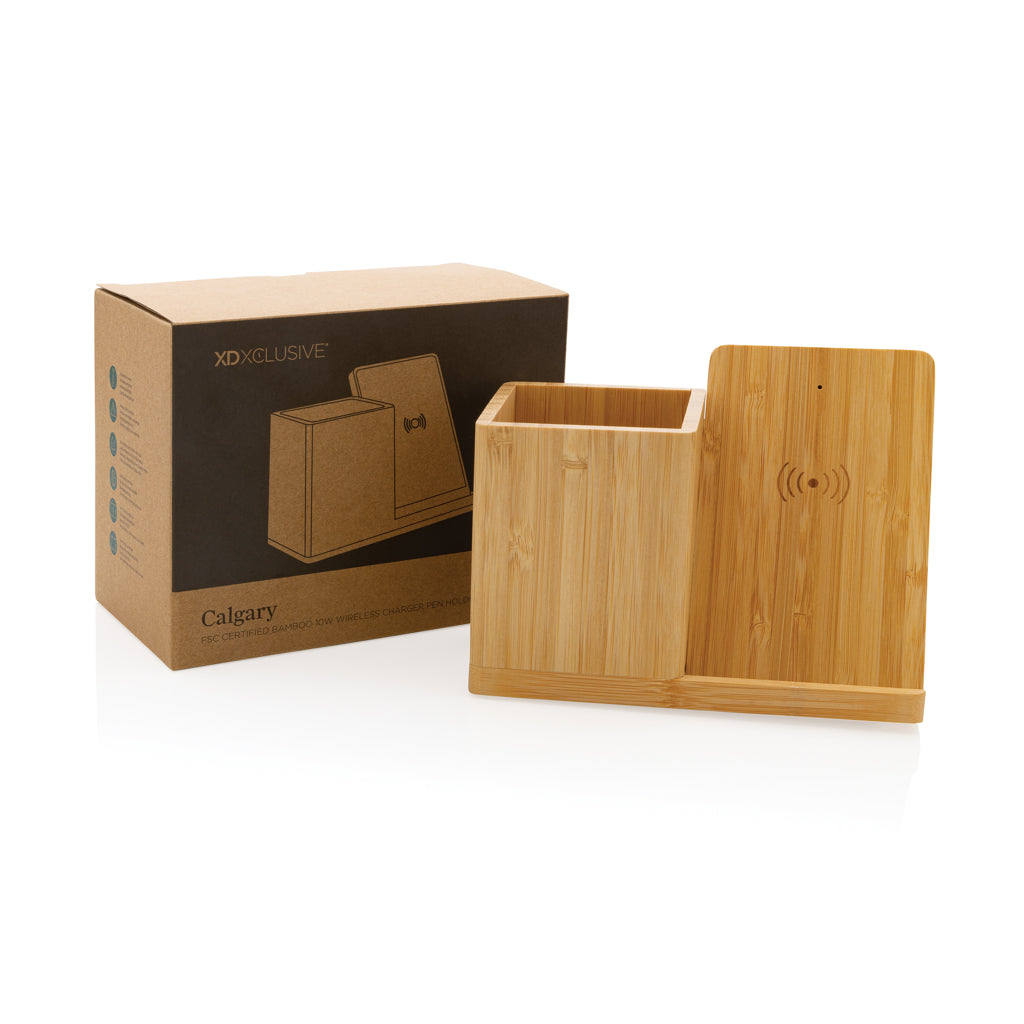 Calgary bamboo 10W wireless charger - Brown