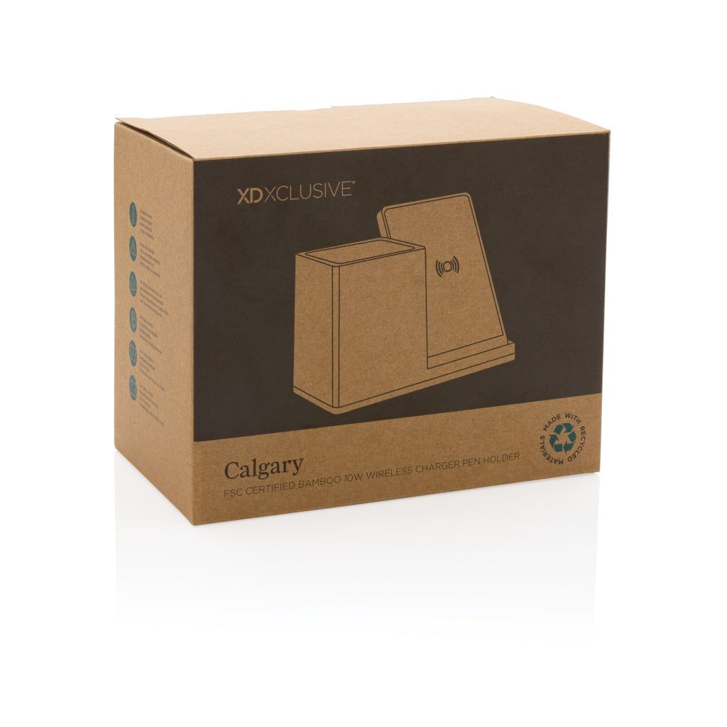 Calgary bamboo 10W wireless charger - Brown