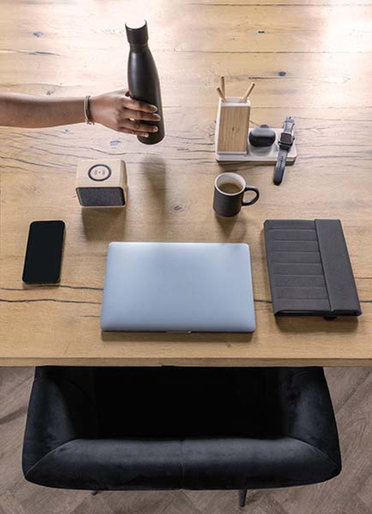 Ontario recycled plastic & bamboo 3-in-1 wireless charger - White