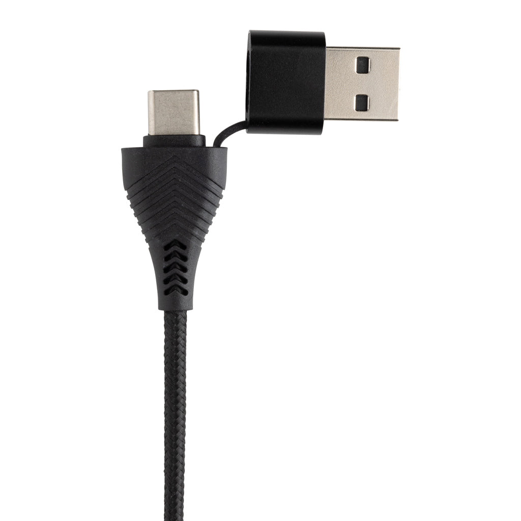 Link RCS recycled plastic and bamboo dual Input USB hub - Black