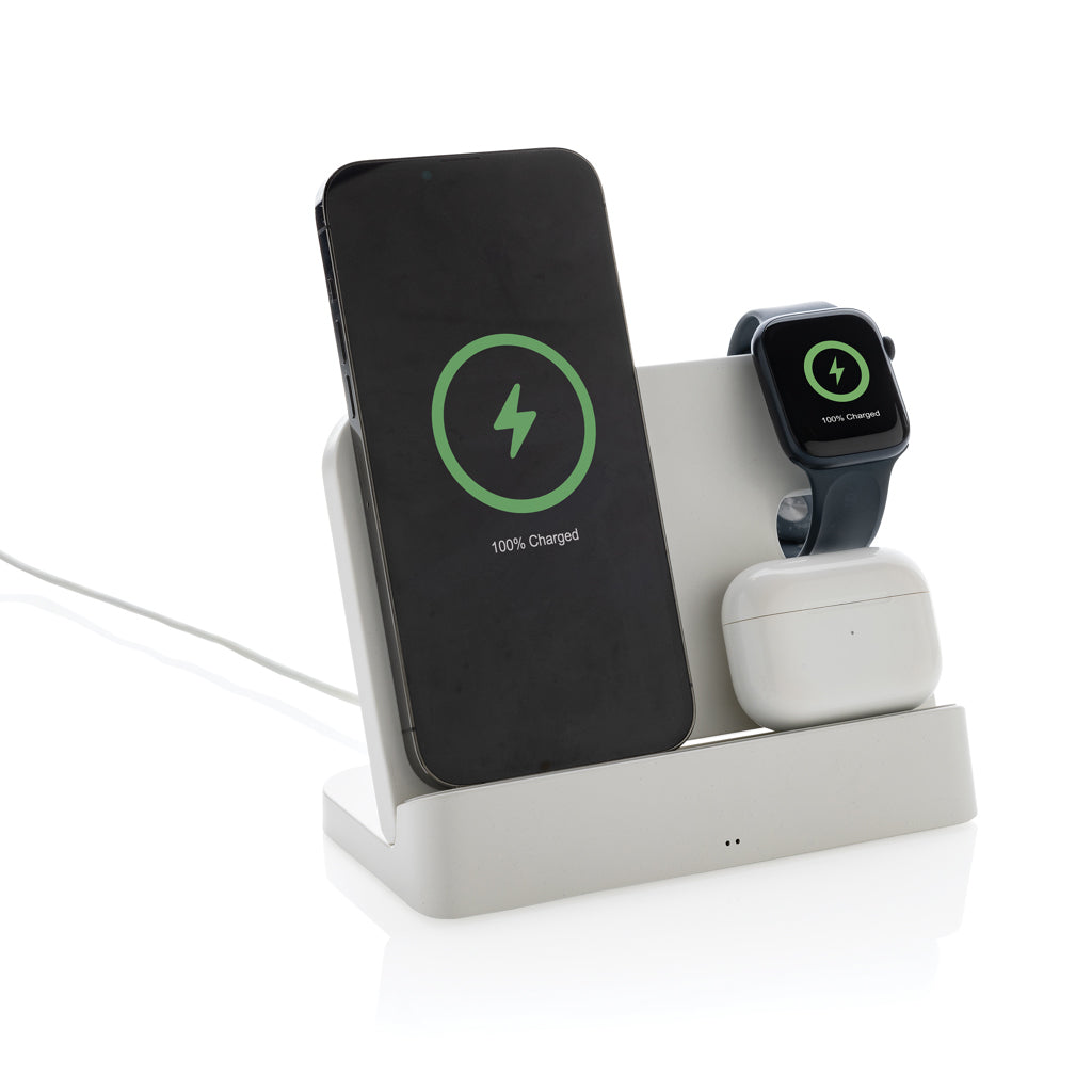 Joltz RCS recycled plastic dual 15W charger with iWatch slot - White