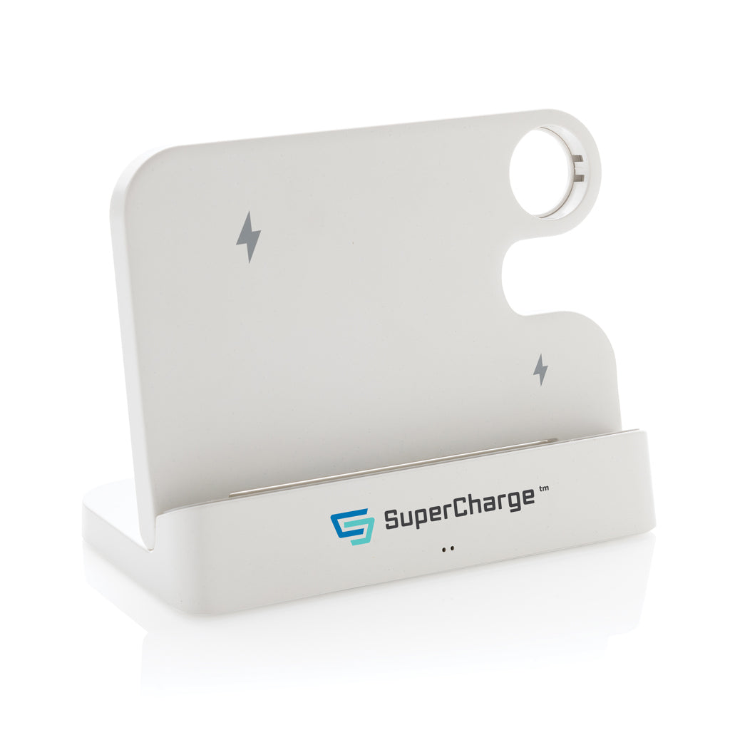 Joltz RCS recycled plastic dual 15W charger with iWatch slot - White