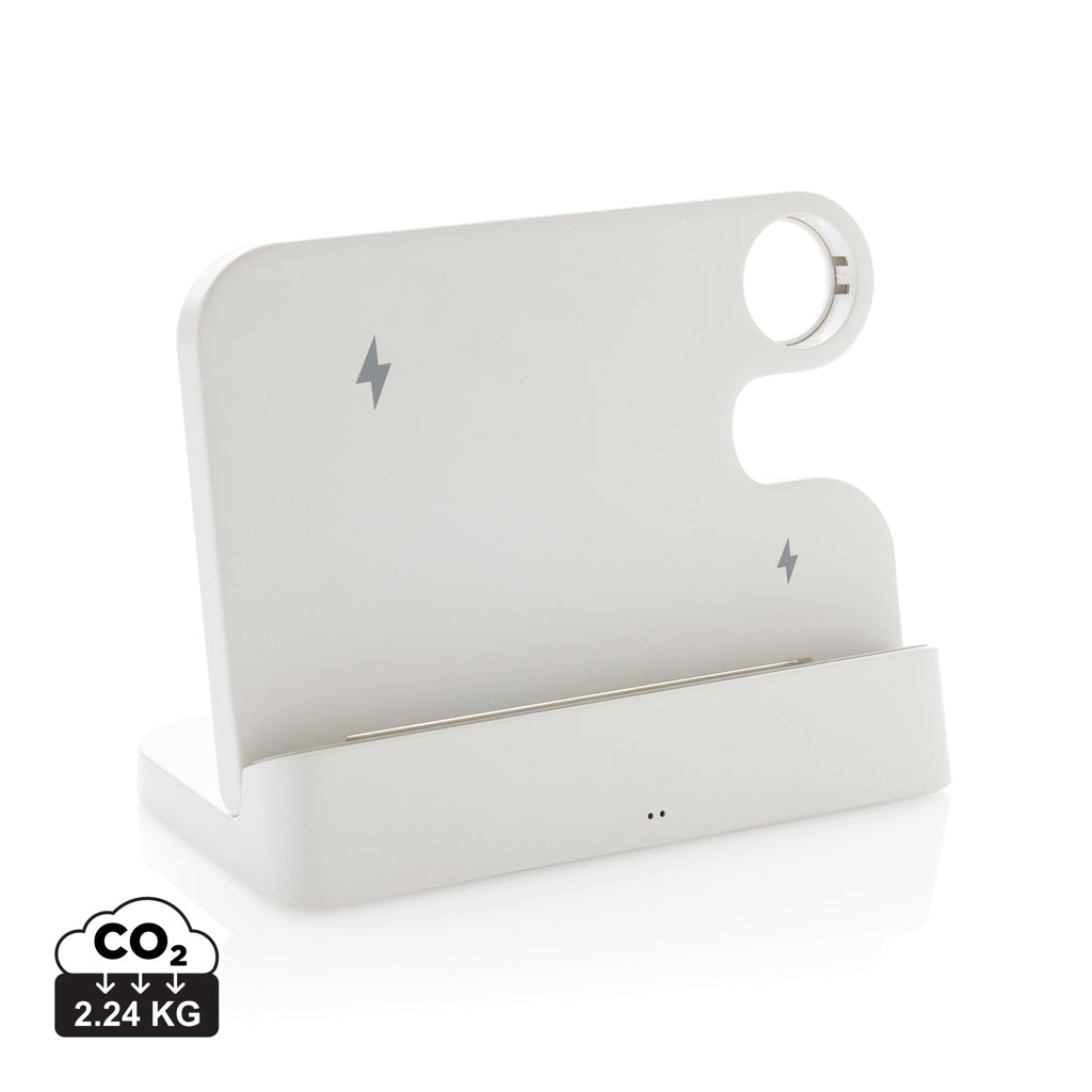 Joltz RCS recycled plastic dual 15W charger with iWatch slot - White
