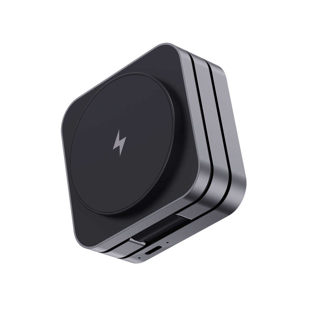Terra RCS recycled aluminium foldable 3 in 1 15W charger - Grey