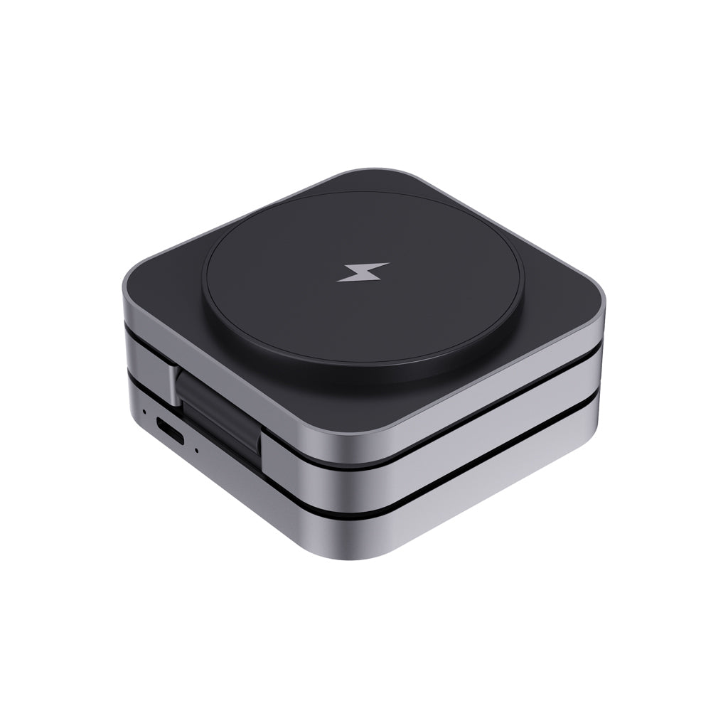 Terra RCS recycled aluminium foldable 3 in 1 15W charger - Grey