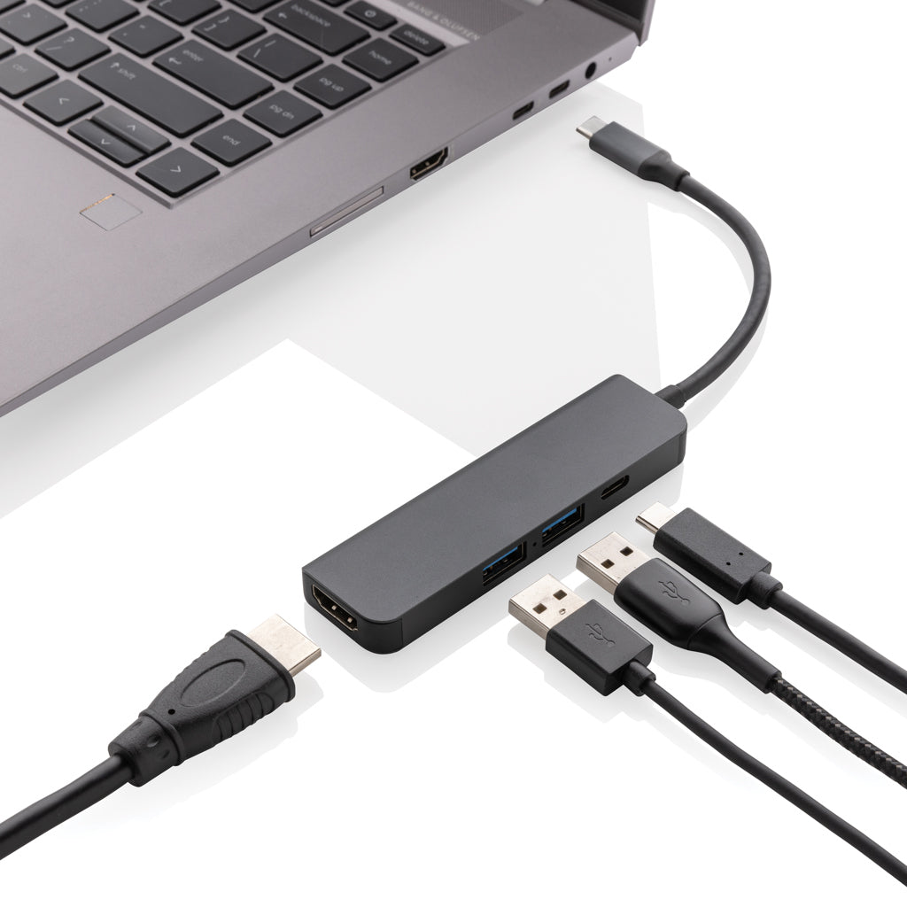 Terra RCS recycled aluminium hub with HDMI input - Grey