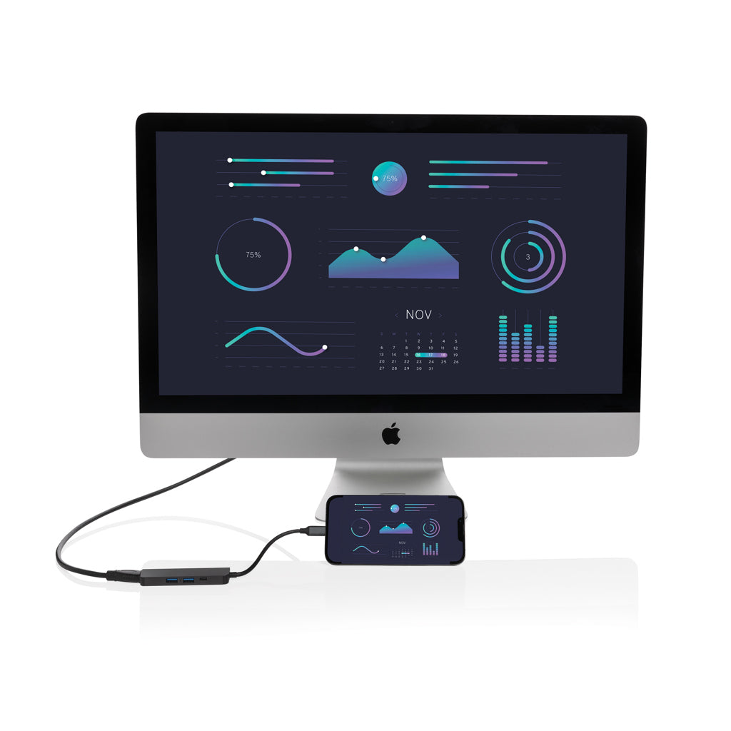 Terra RCS recycled aluminium hub with HDMI input - Grey
