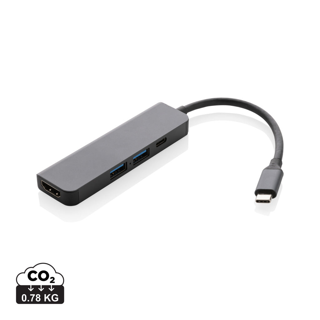 Terra RCS recycled aluminium hub with HDMI input - Grey