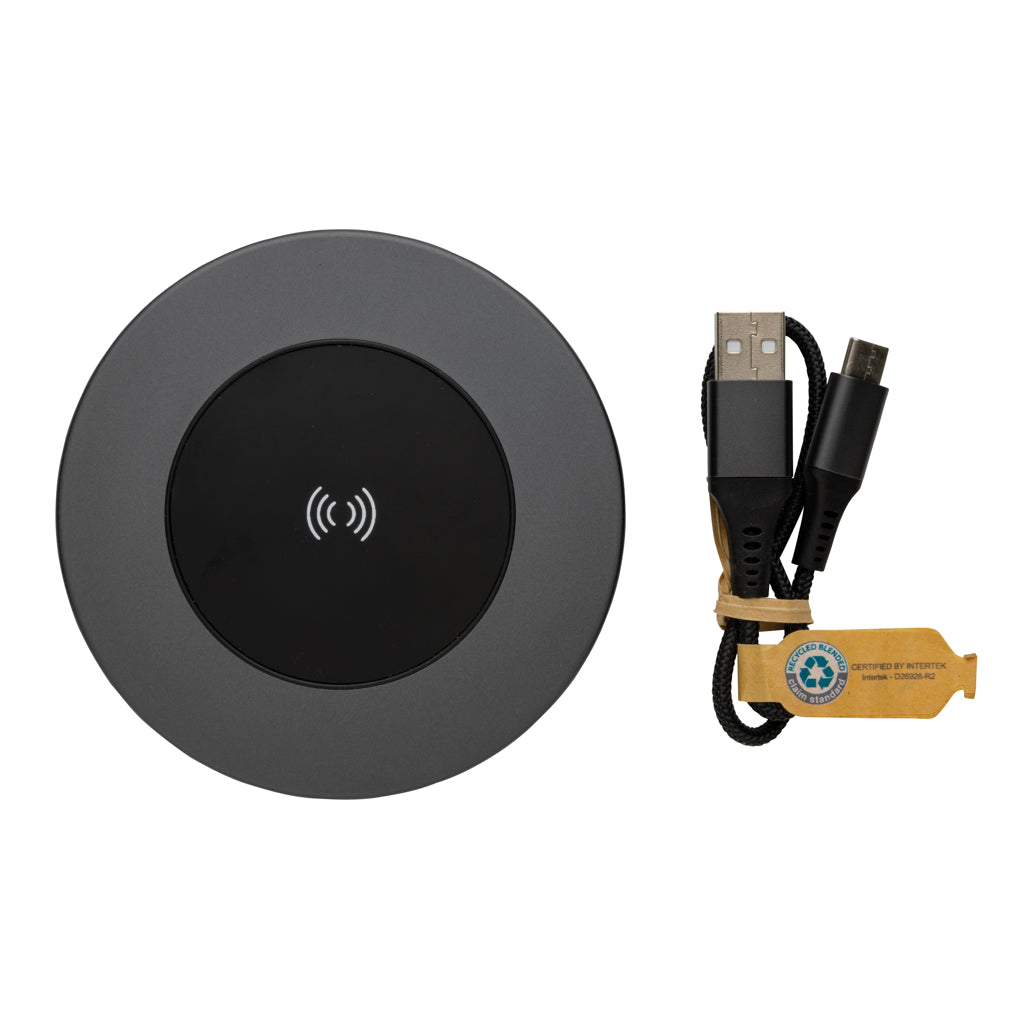 Terra RCS recycled aluminium 10W wireless charger - Grey
