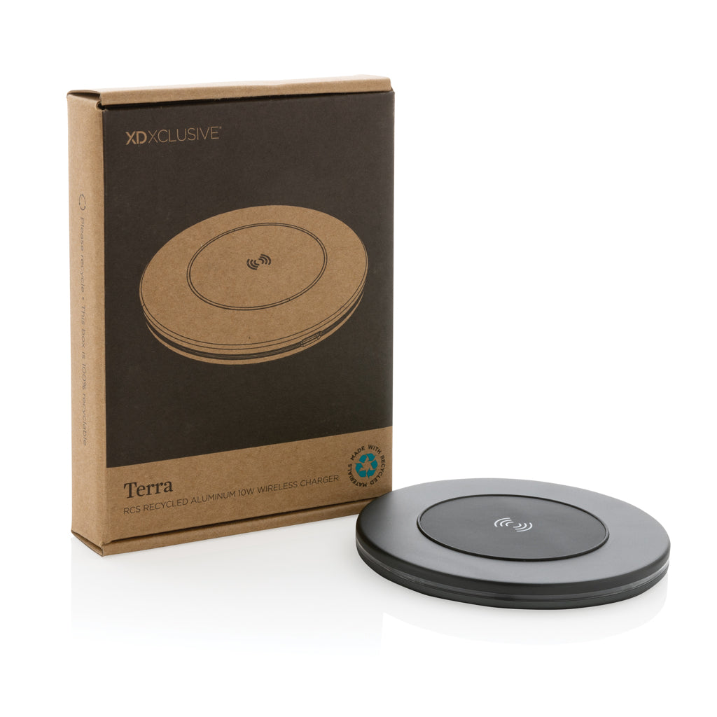 Terra RCS recycled aluminium 10W wireless charger - Grey