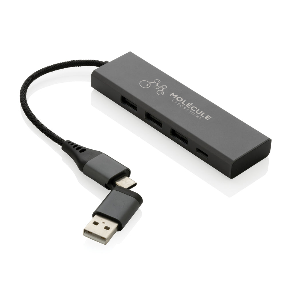 Terra RCS recycled aluminium hub with 3 USB ports - Grey