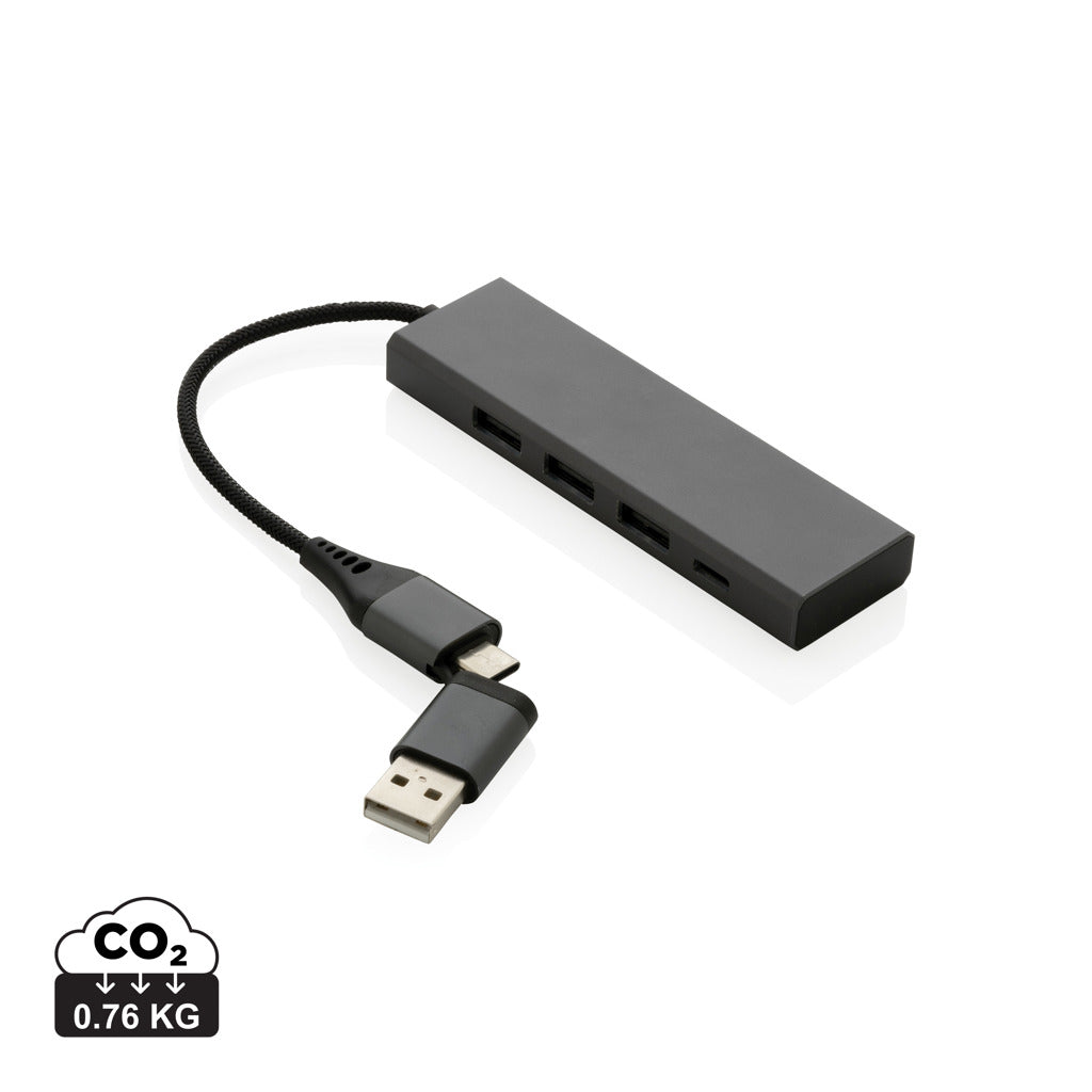 Terra RCS recycled aluminium hub with 3 USB ports - Grey