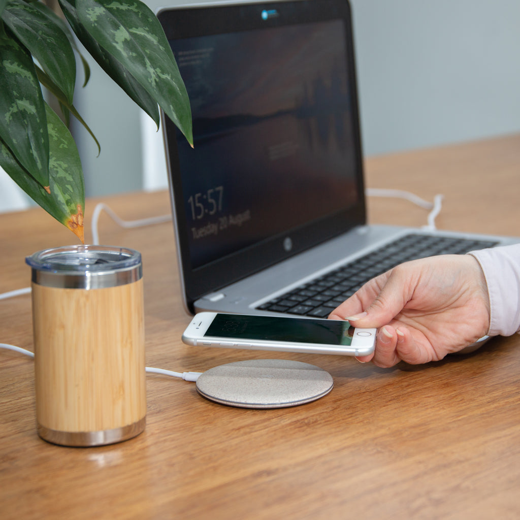 5W Wheat straw wireless charger - Khaki