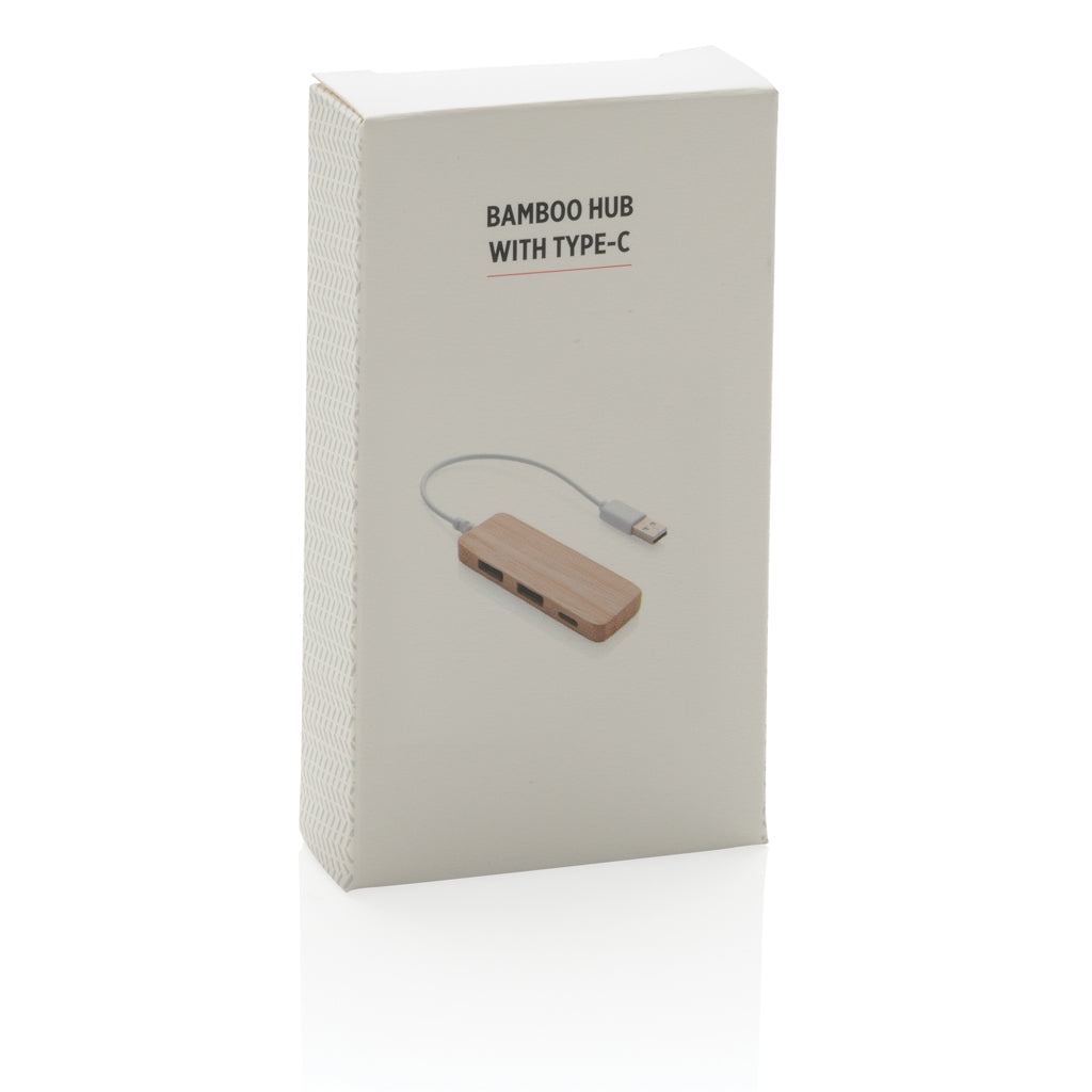 Bamboo hub with Type-C - Brown