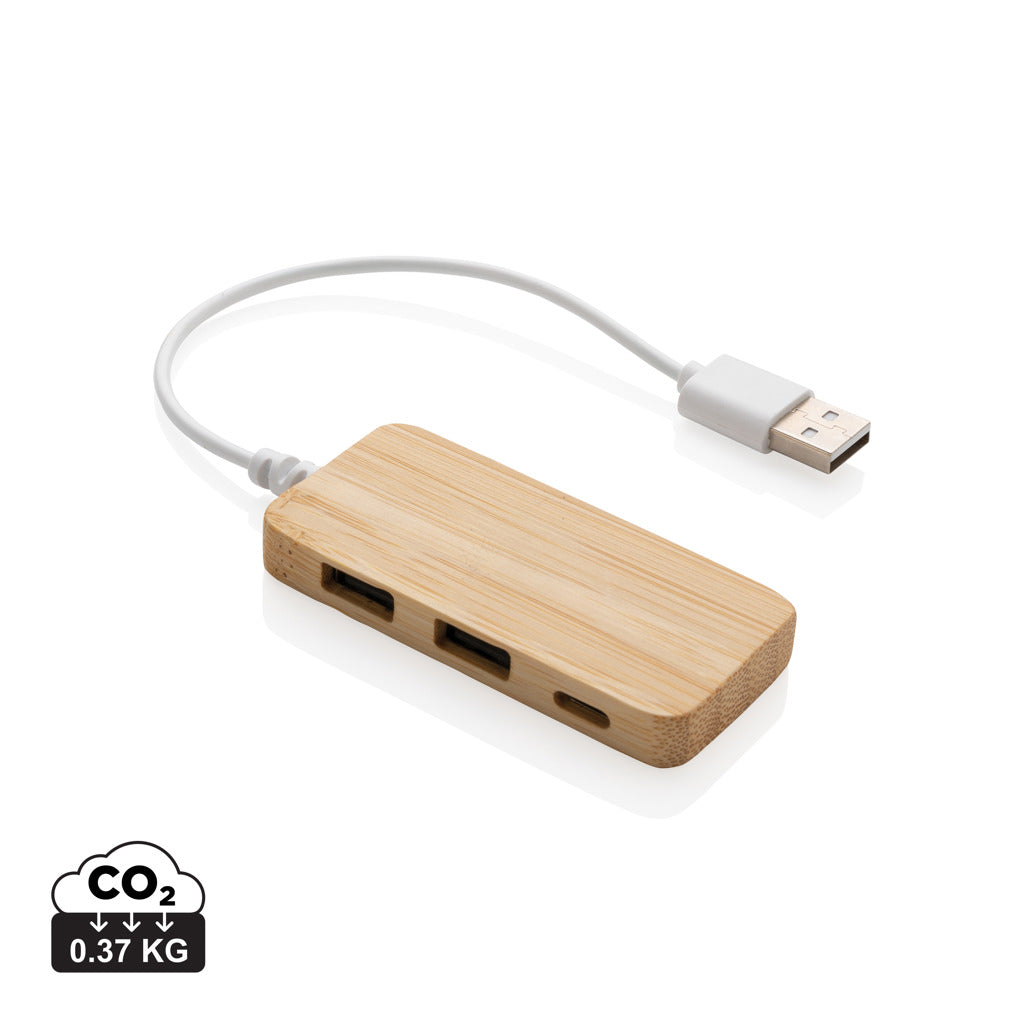 Bamboo hub with Type-C - Brown
