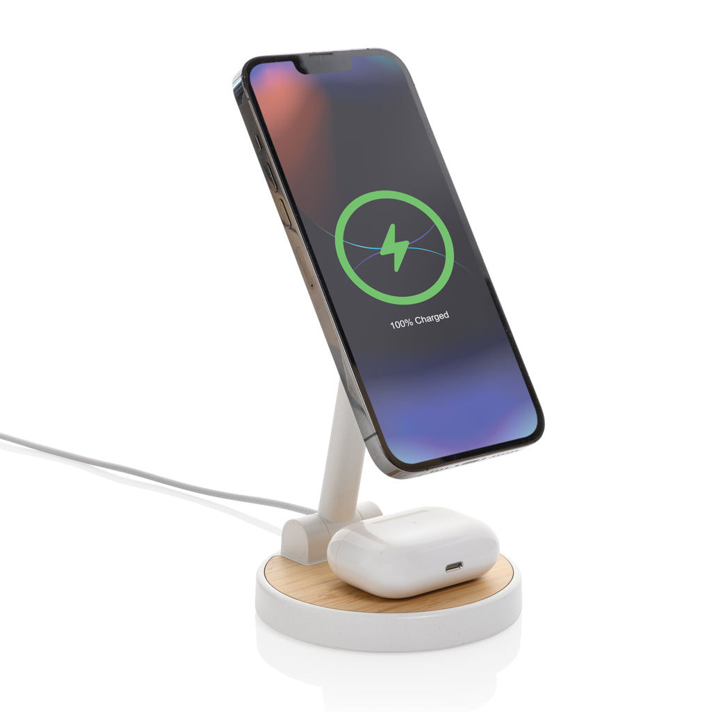 Ontario RCS rplastic 15W magnetic charging 2 in 1 stand - White