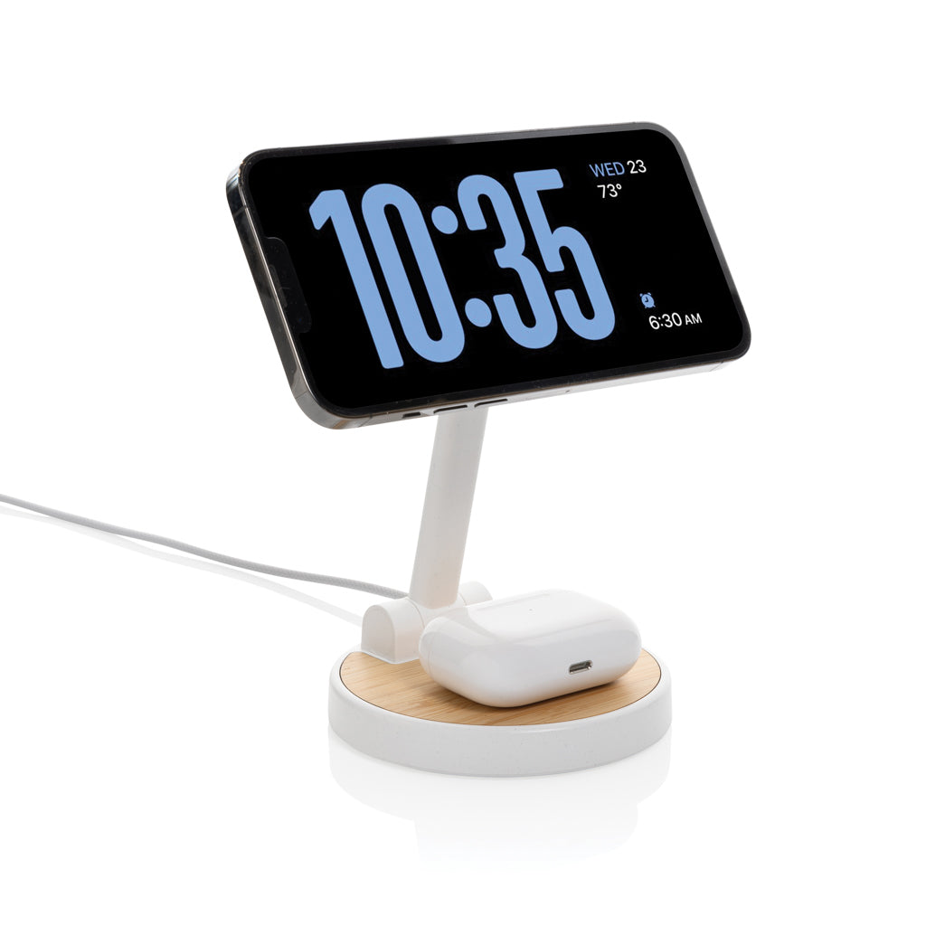 Ontario RCS rplastic 15W magnetic charging 2 in 1 stand - White