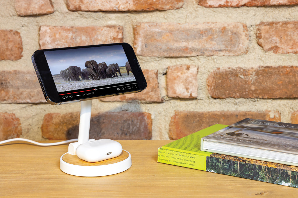 Ontario RCS rplastic 15W magnetic charging 2 in 1 stand - White