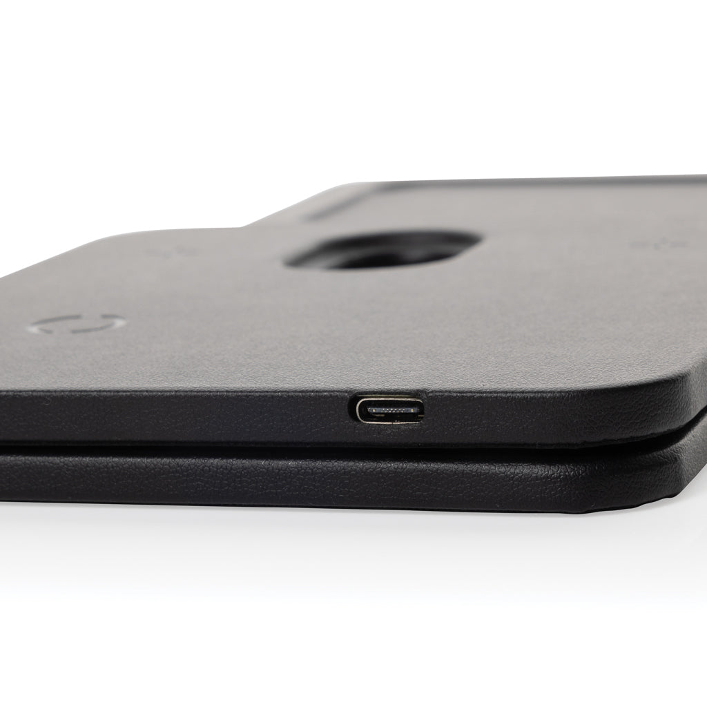 Swiss Peak 3 in 1 RCS recycled PU wireless charger desk tray - Black