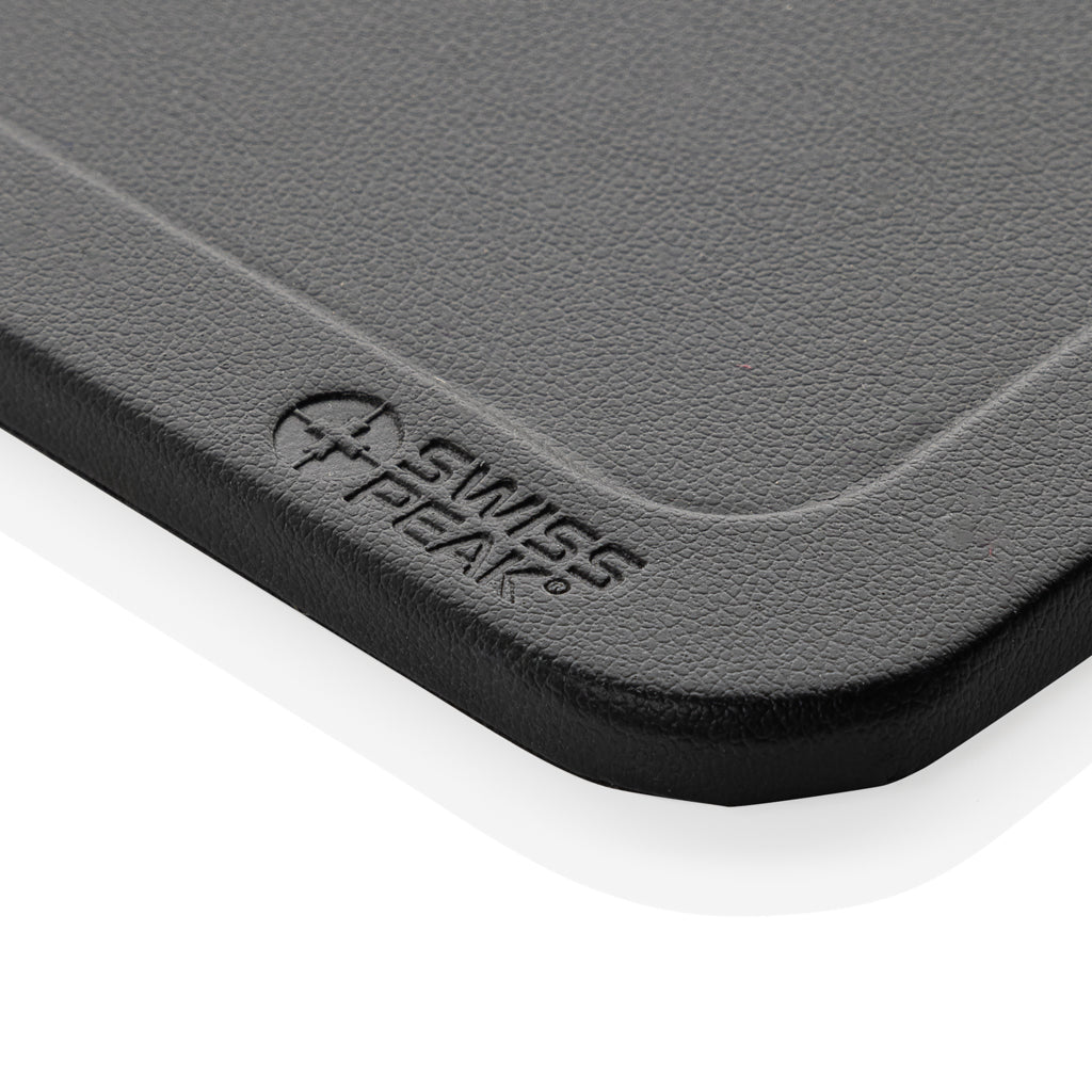 Swiss Peak 3 in 1 RCS recycled PU wireless charger desk tray - Black