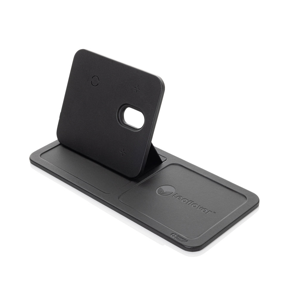 Swiss Peak 3 in 1 RCS recycled PU wireless charger desk tray - Black