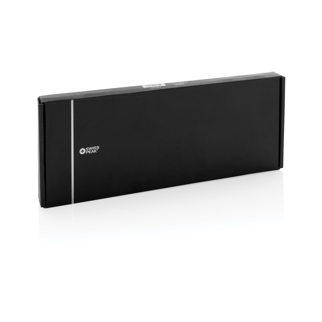 Swiss Peak 3 in 1 RCS recycled PU wireless charger desk tray - Black