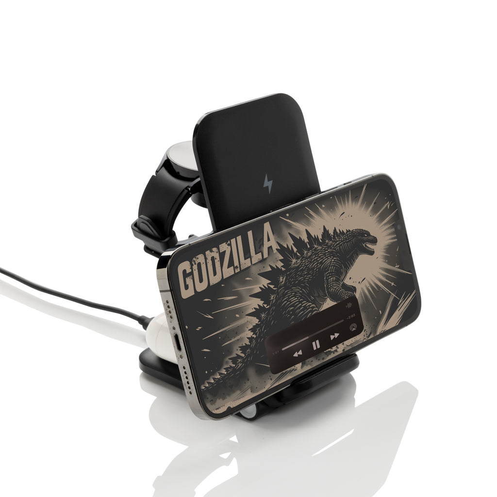 Powerpal 3 in 1 RCS recycled plastic 15W charger - Black