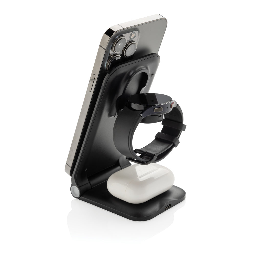 Powerpal 3 in 1 RCS recycled plastic 15W charger - Black