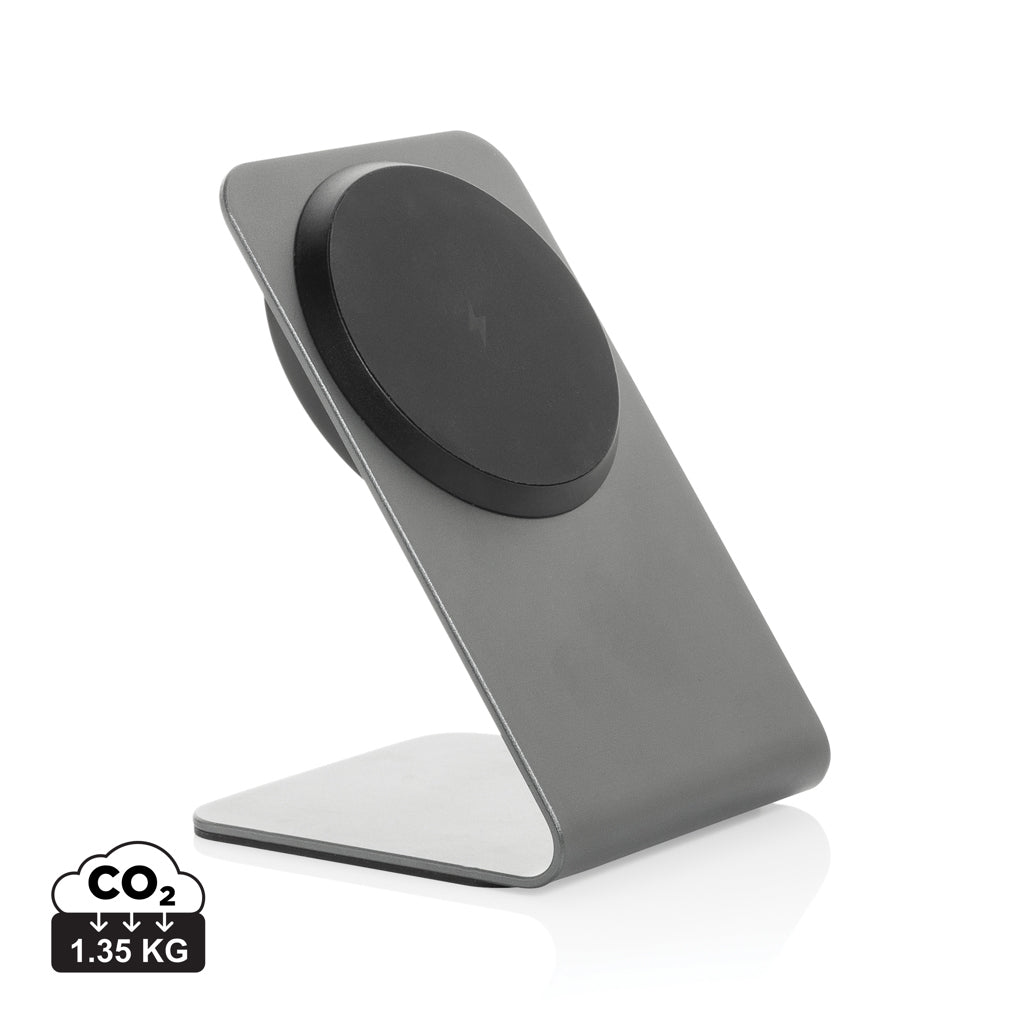 Terra aluminium 15W magnetic wireless charging phone stand - Grey