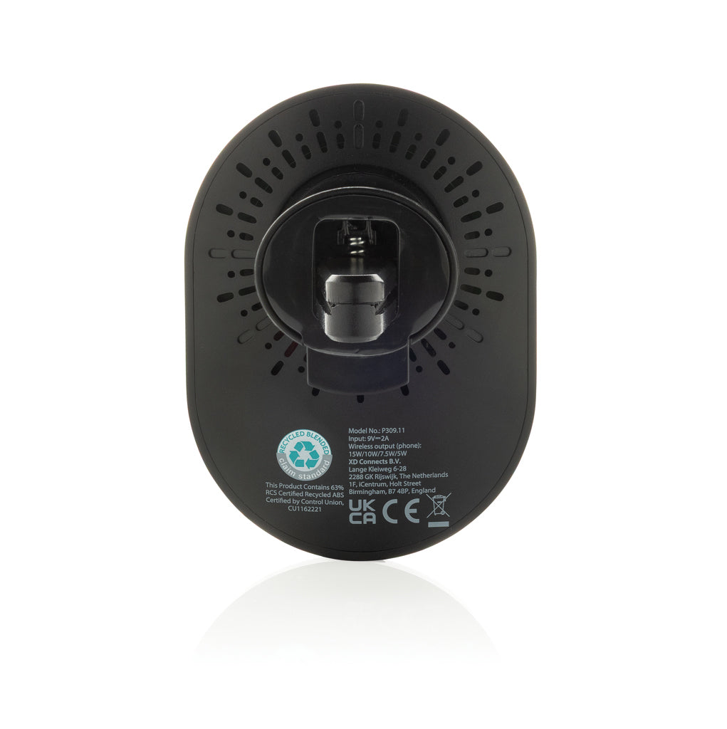 PowerCruze RCS rplastic 15W magnetic charging car holder - Black