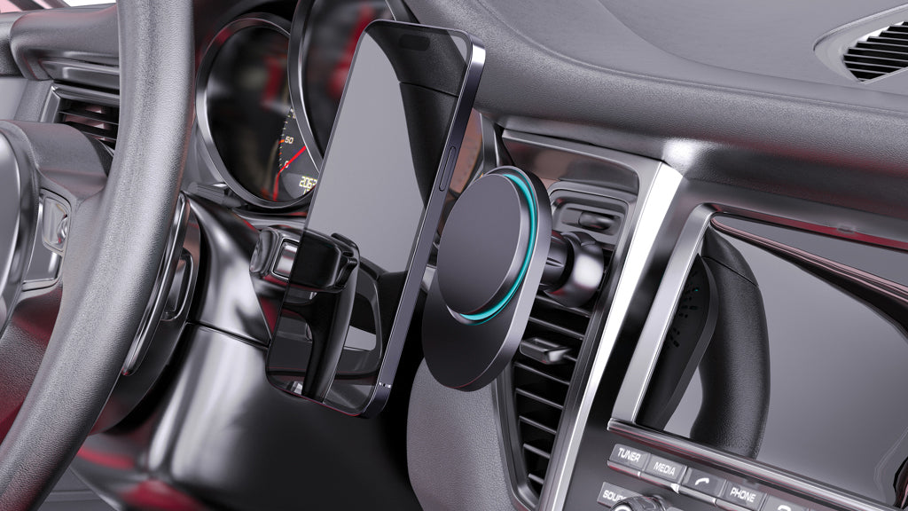 PowerCruze RCS rplastic 15W magnetic charging car holder - Black