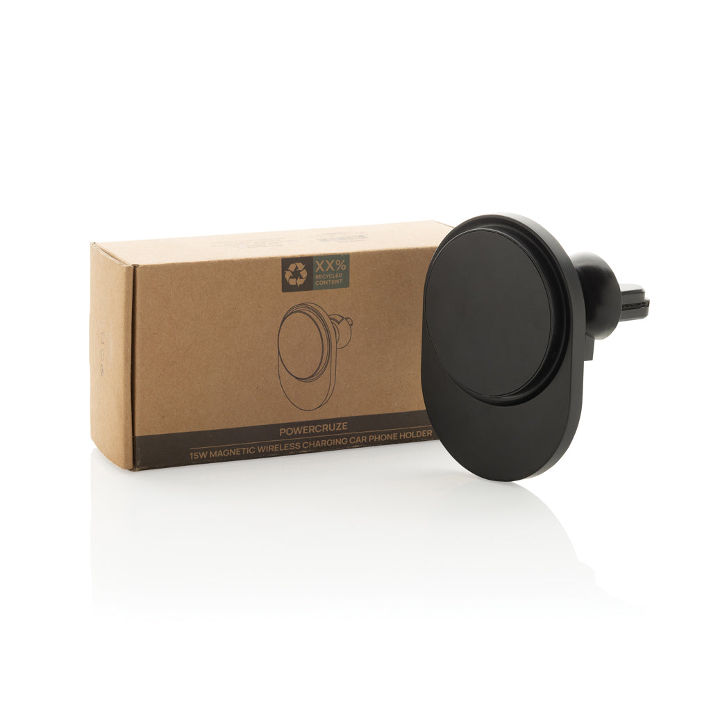 PowerCruze RCS rplastic 15W magnetic charging car holder - Black