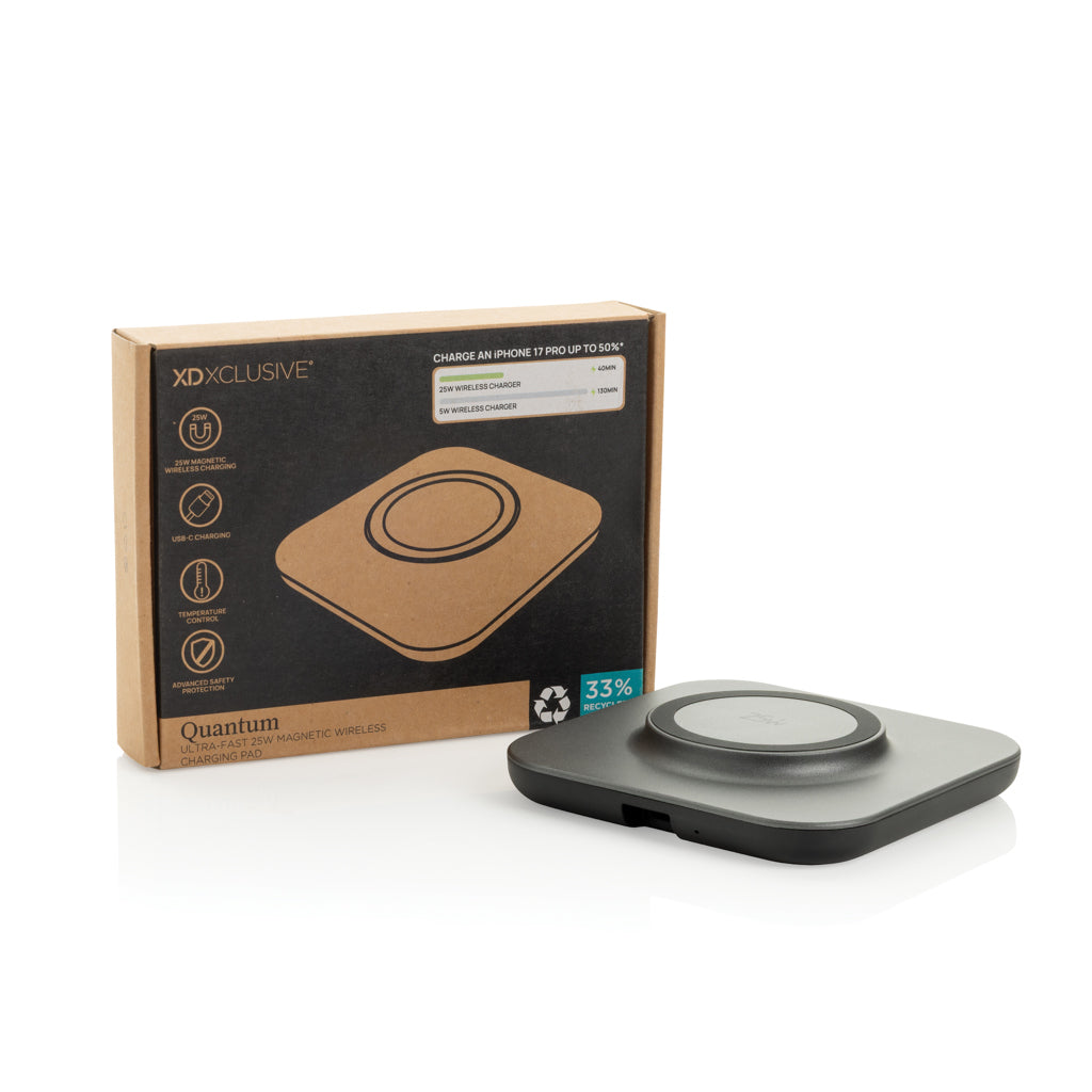 Quantum ultra-fast 25W magnetic wireless charging pad - Grey