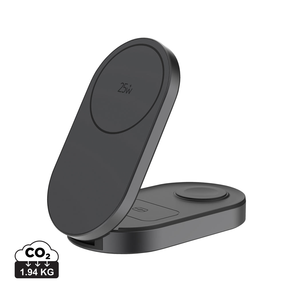 Quantum ultra-fast 3-in-1 25W Foldable Wireless Charger - Grey