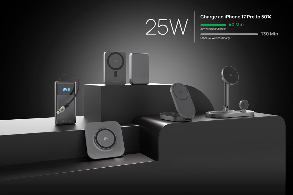 Quantum RCS ultra-fast 25W Magnetic desk wireless Charger - Grey