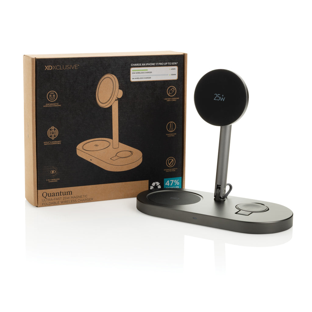Quantum RCS ultra-fast 25W Magnetic desk wireless Charger - Grey