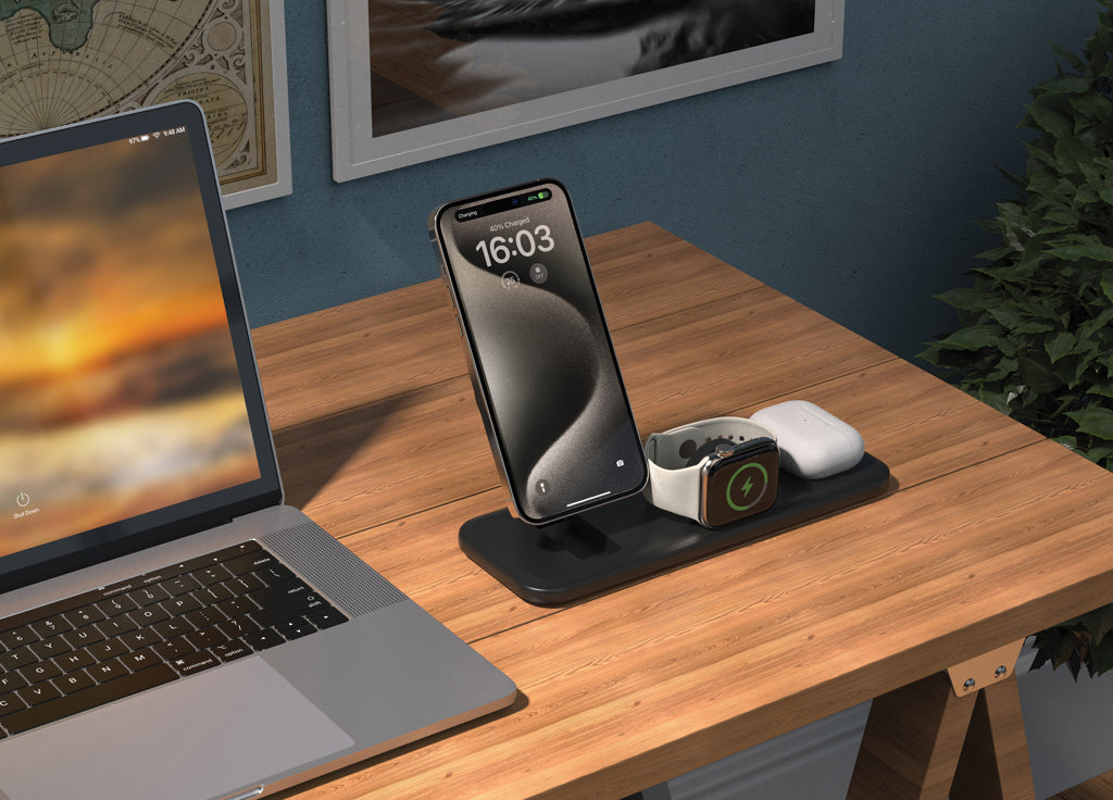 Urban Vitamin Torrance RCS 3 in 1 magnetic 15W charger - Black