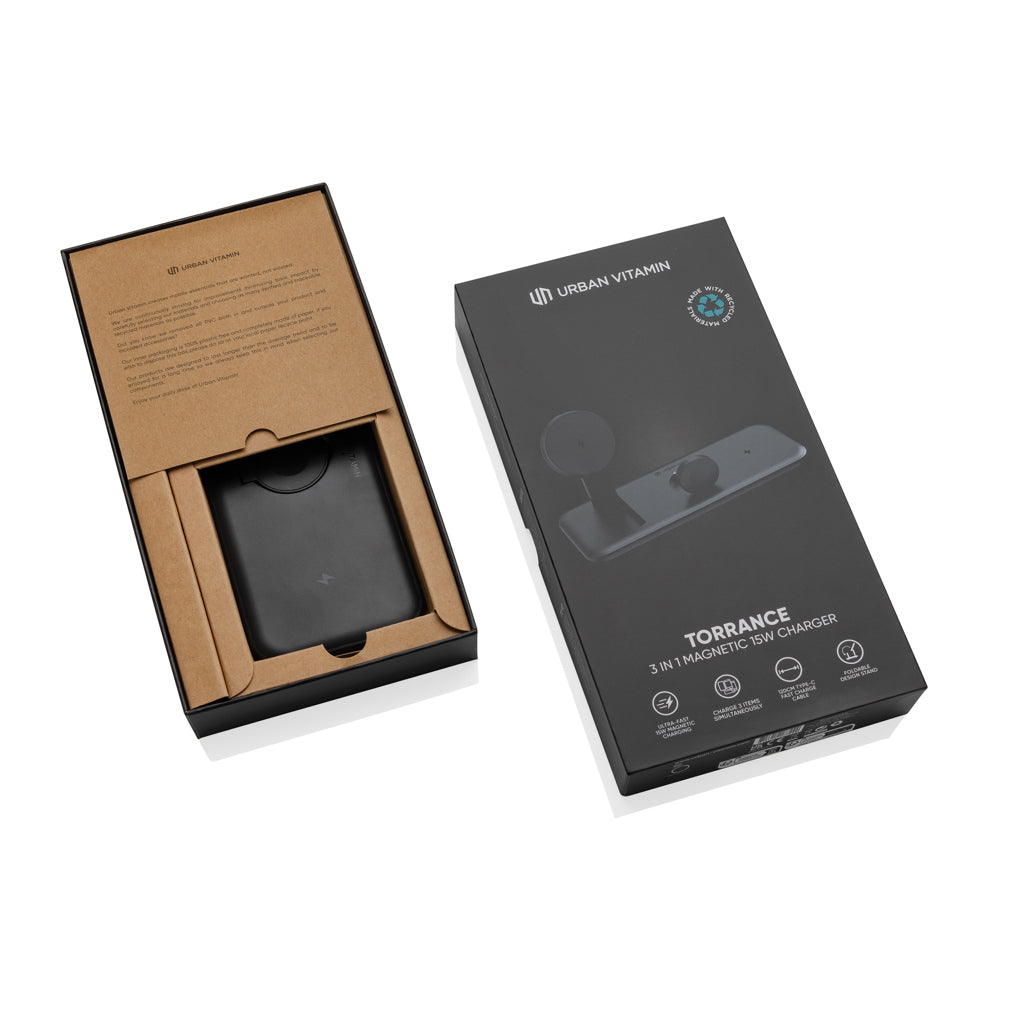 Urban Vitamin Torrance RCS 3 in 1 magnetic 15W charger - Black