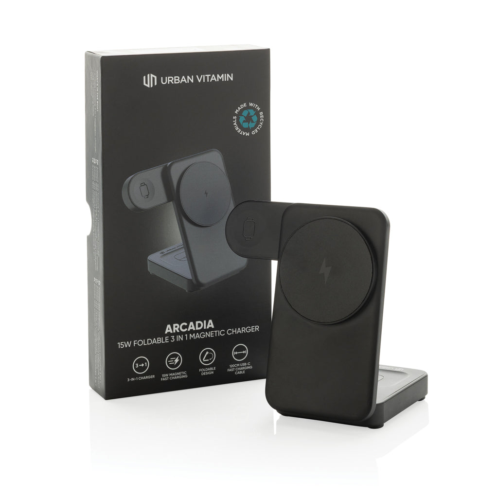Urban Vitamin Arcadia RCS rplastic 15W 3in1 magnetic charger - Black