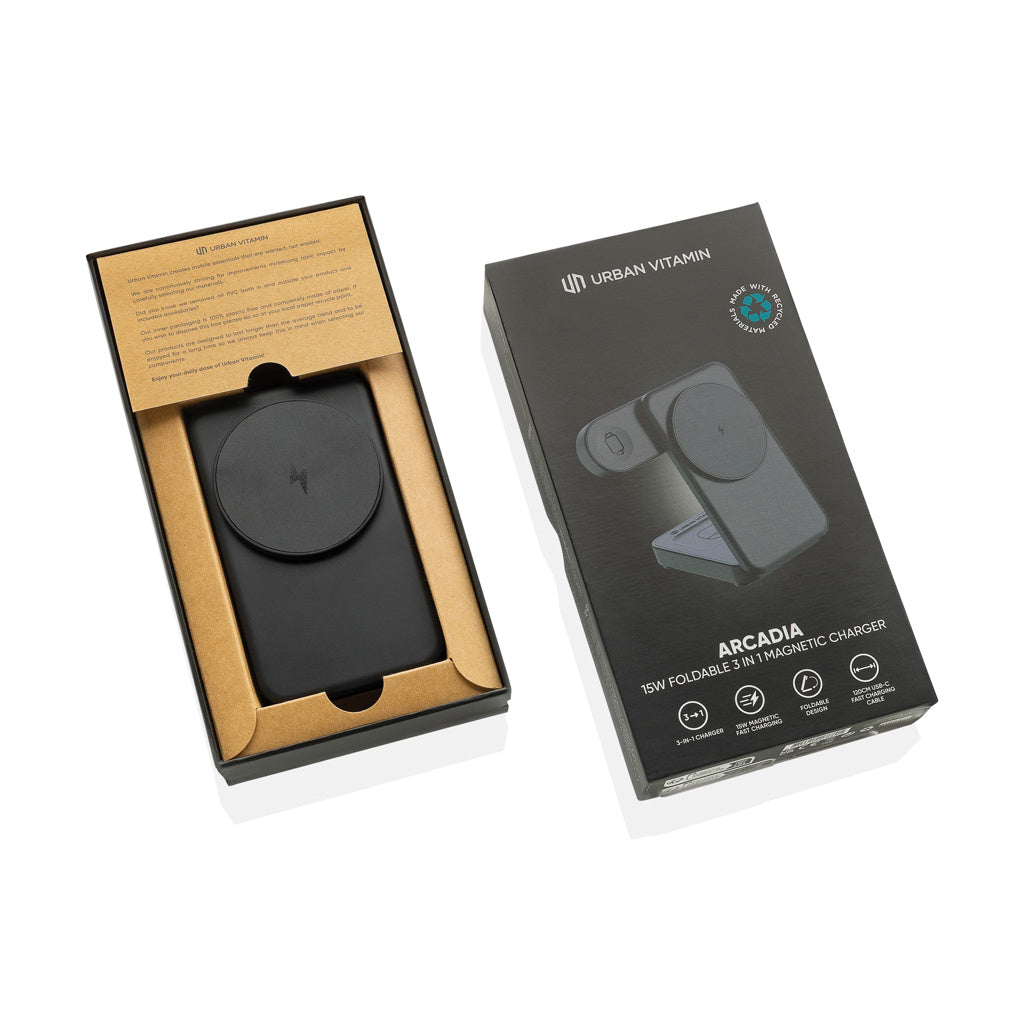 Urban Vitamin Arcadia RCS rplastic 15W 3in1 magnetic charger - Black