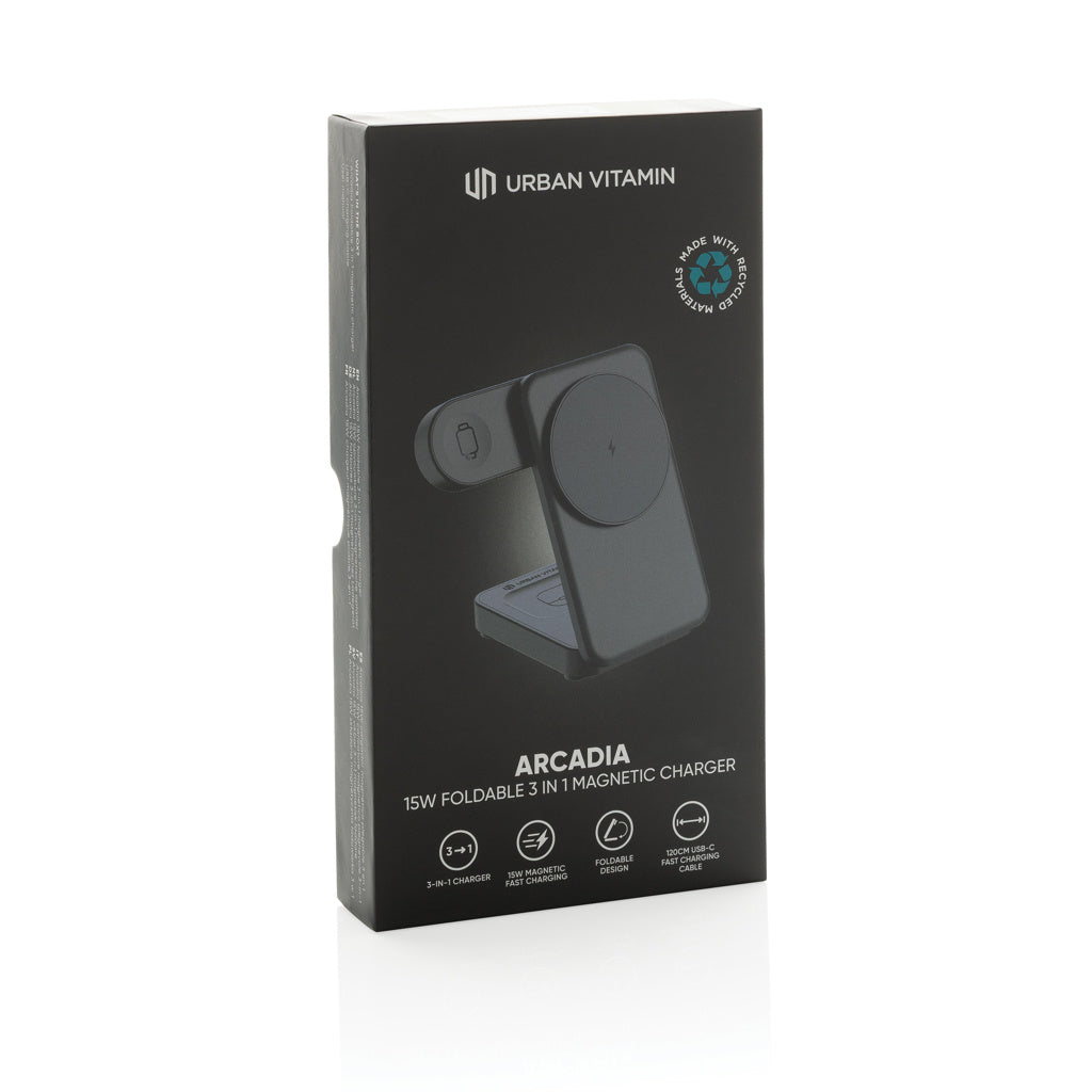 Urban Vitamin Arcadia RCS rplastic 15W 3in1 magnetic charger - Black