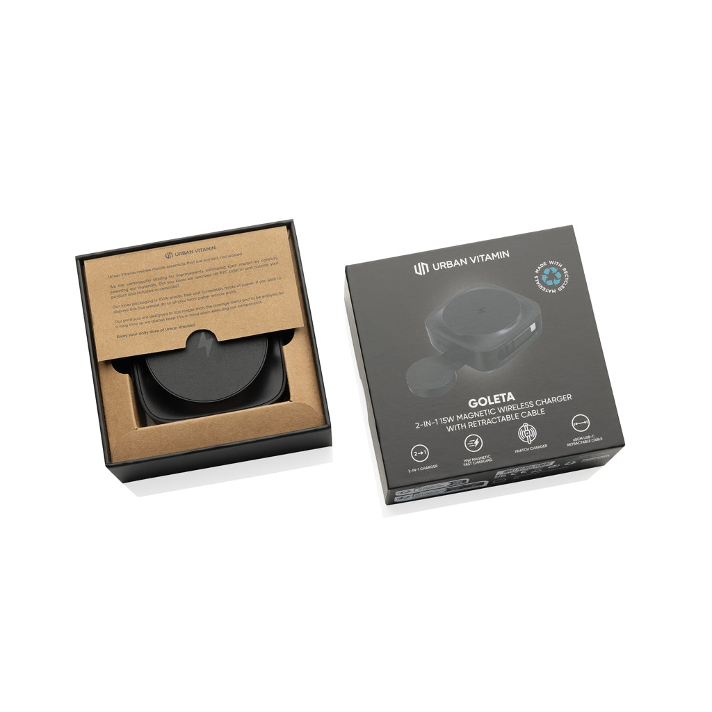 Urban Vitamin Goleta 2-in-1 15W magnetic wireless charger - Black