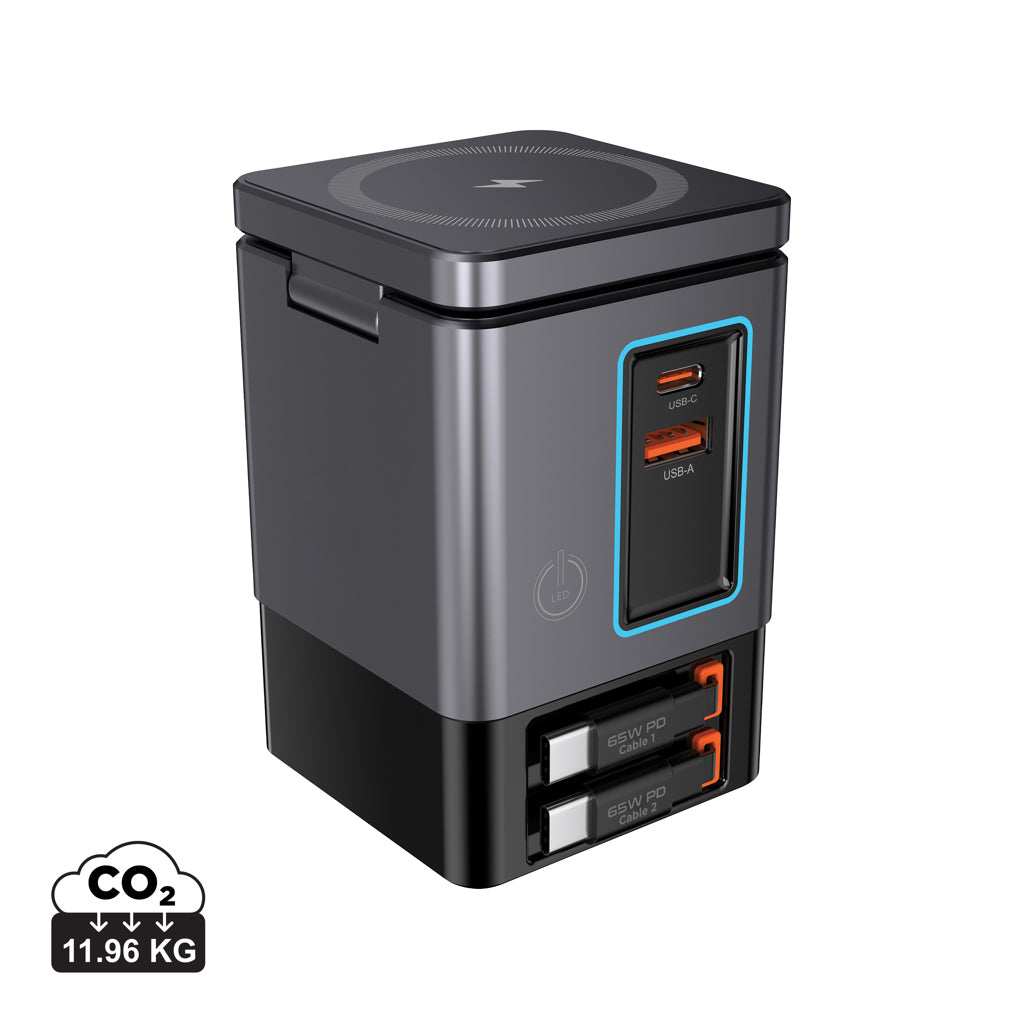Urban Vitamin Sacramento 105W GAN charger+retractable cables - Grey