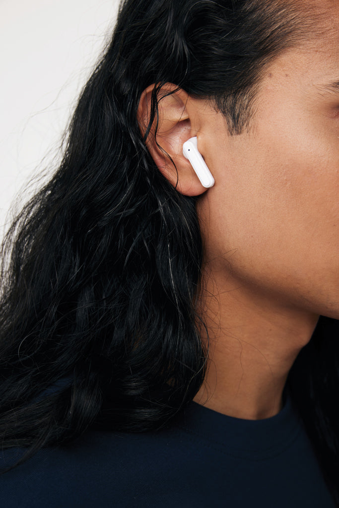 Tunevo RCS recycled plastic wireless earbuds - White