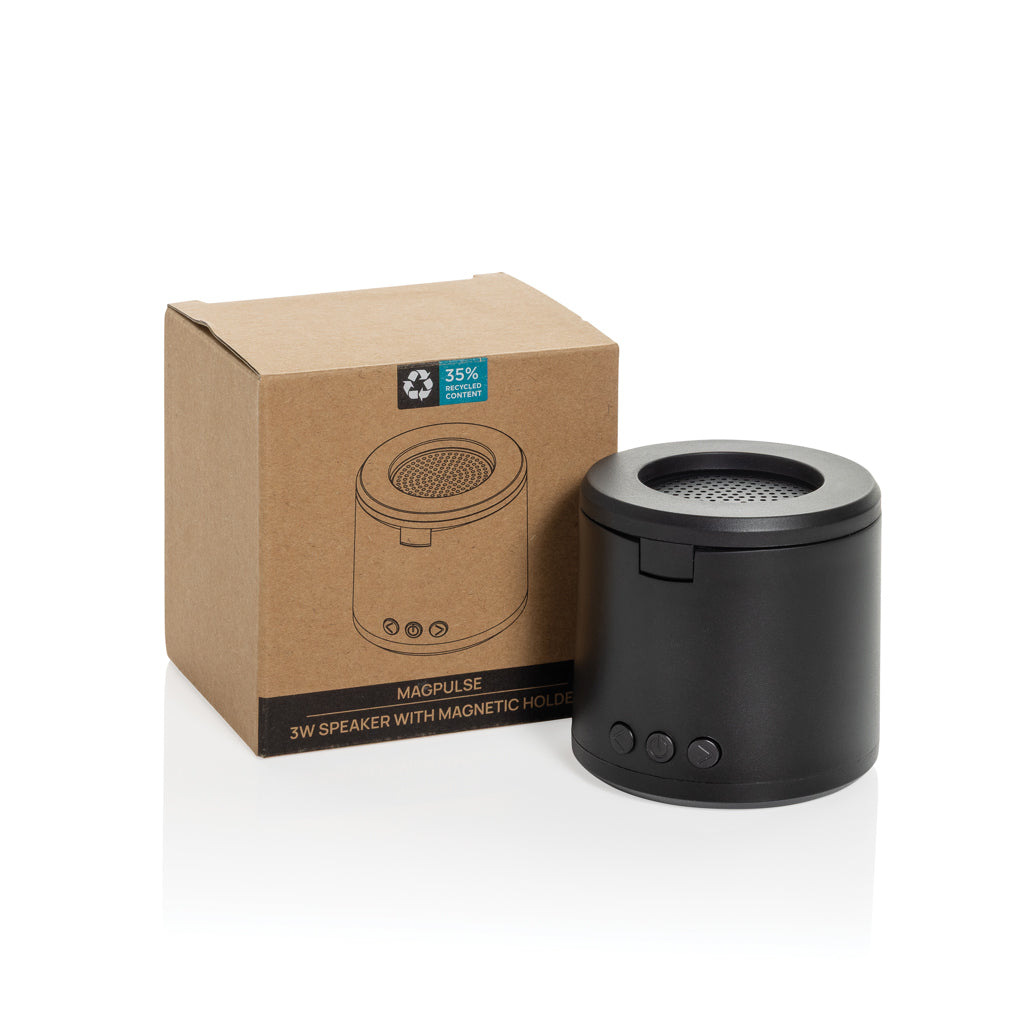 Magpulse RCS recycled plastic 3W speaker w/magnetic holder - Black